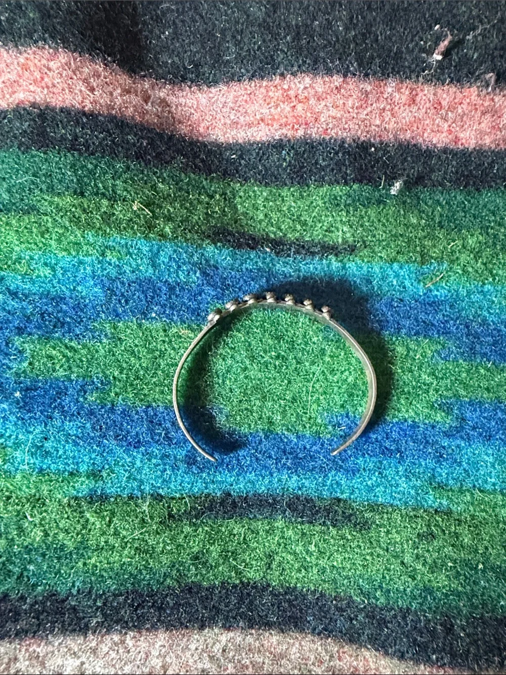 Vintage 925 Sterling silver cuff Bracelet with 7 Green turquoise stones